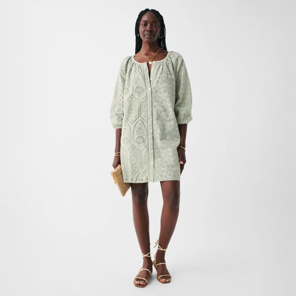 FAHERTY - Valencia Embroidered Eyelet Organic Cotton Minidress